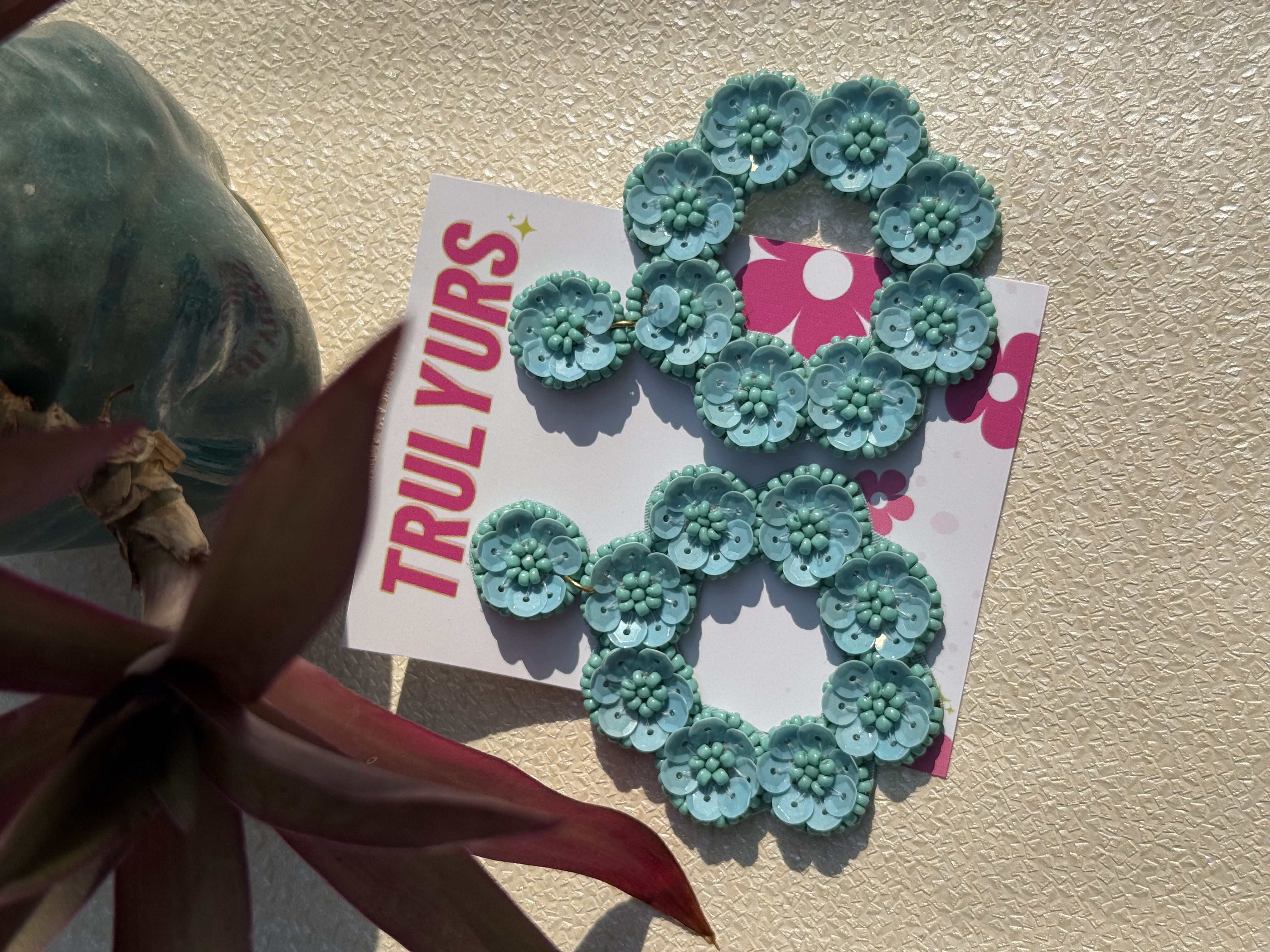  Teal Glow Handmade Beaded Earrings