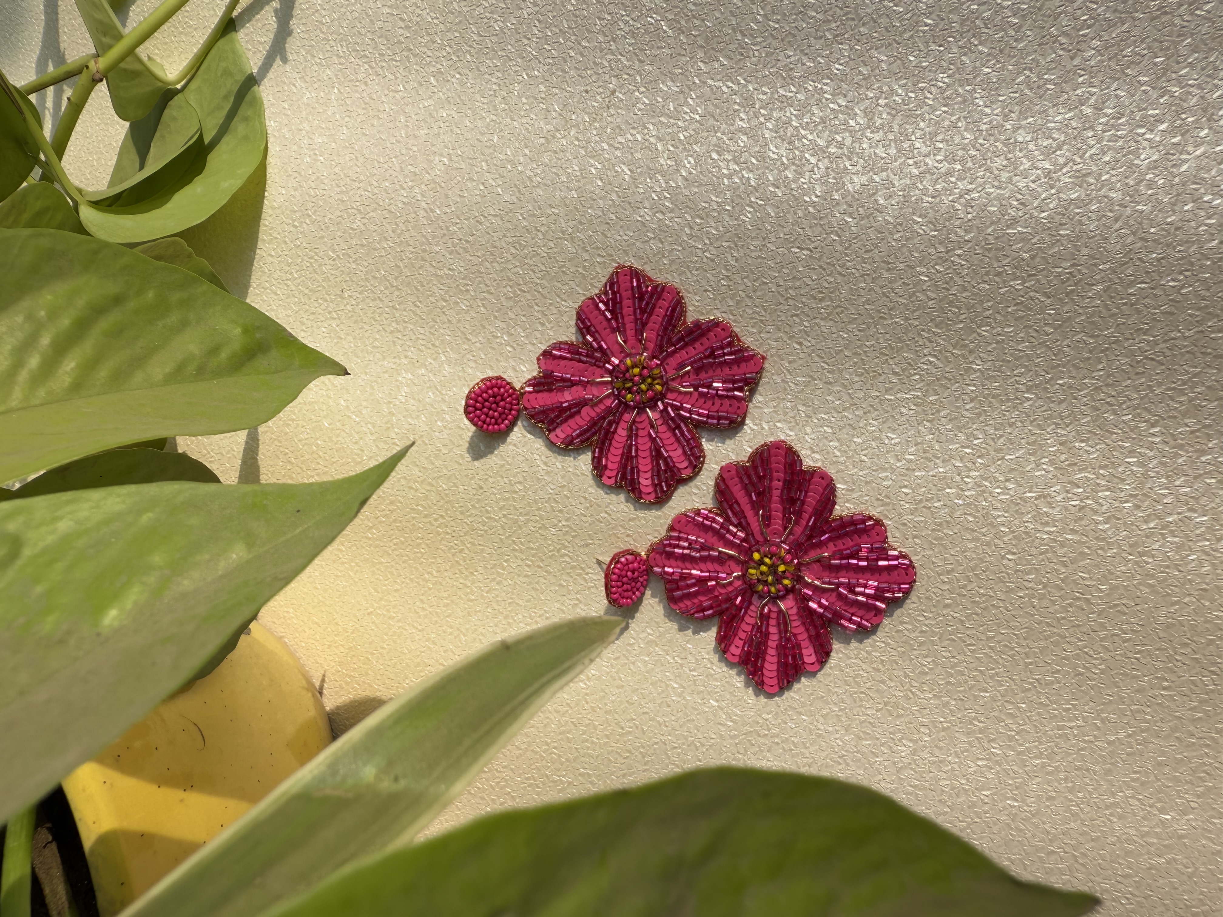 Neon Blossom Handmade Beaded Earrings