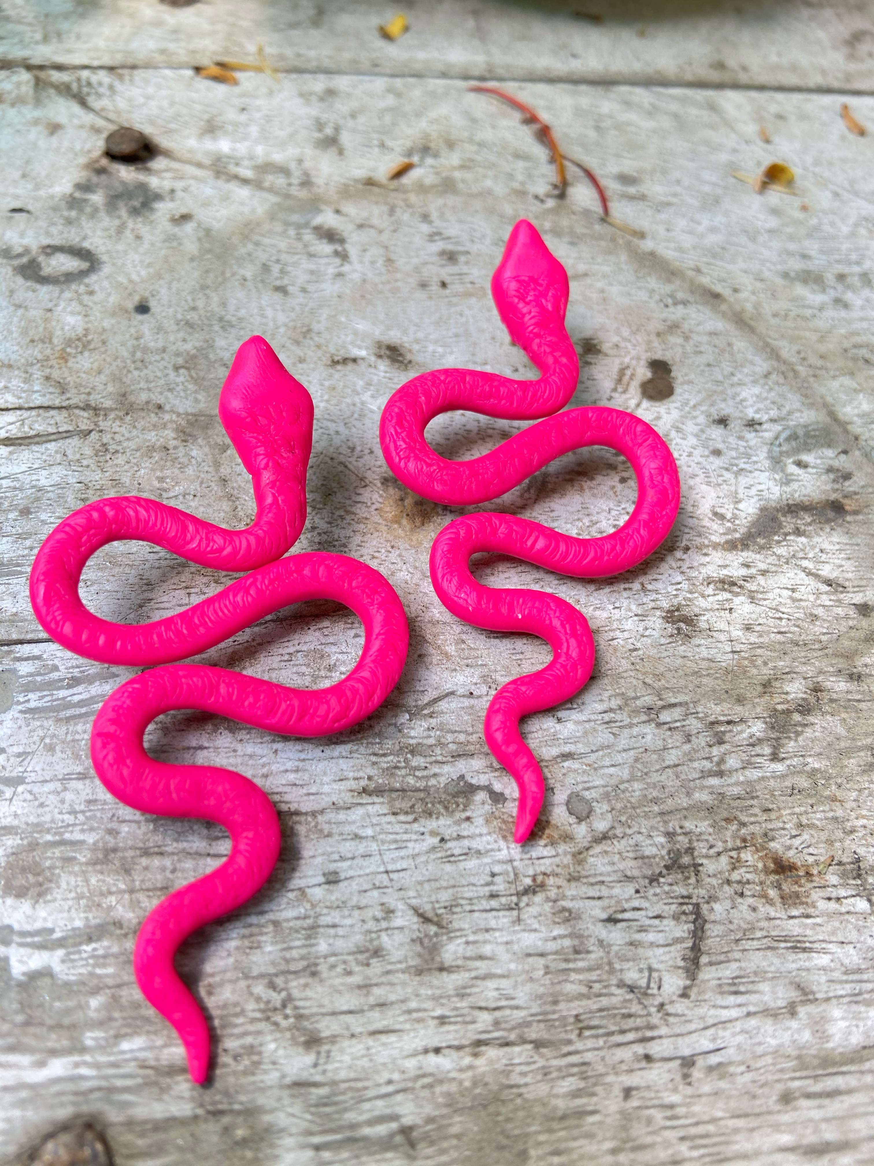 Fuchsia Flame Handmade Polymer Clay Earrings