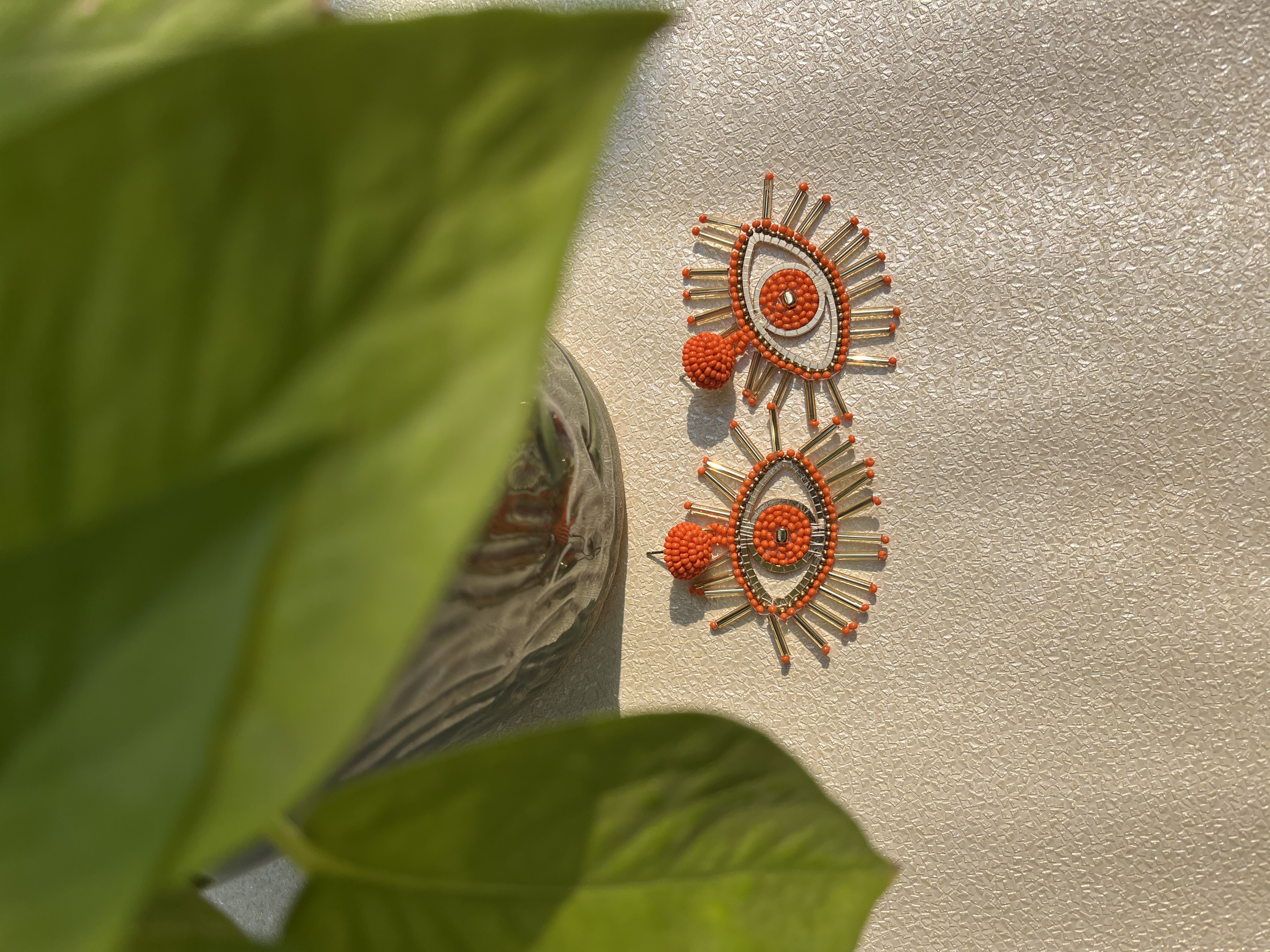 Orange Aura Handmade Beaded Earrings