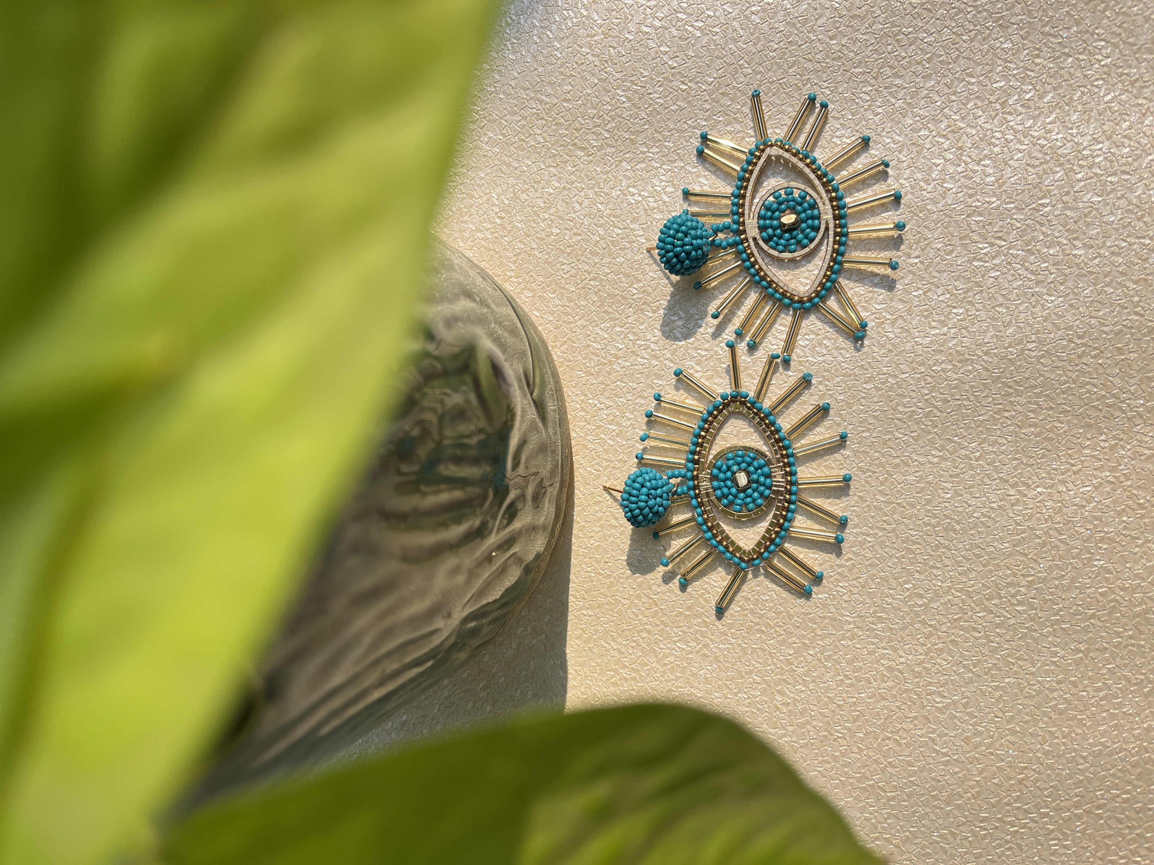 Blue Aura Handmade Beaded Earrings