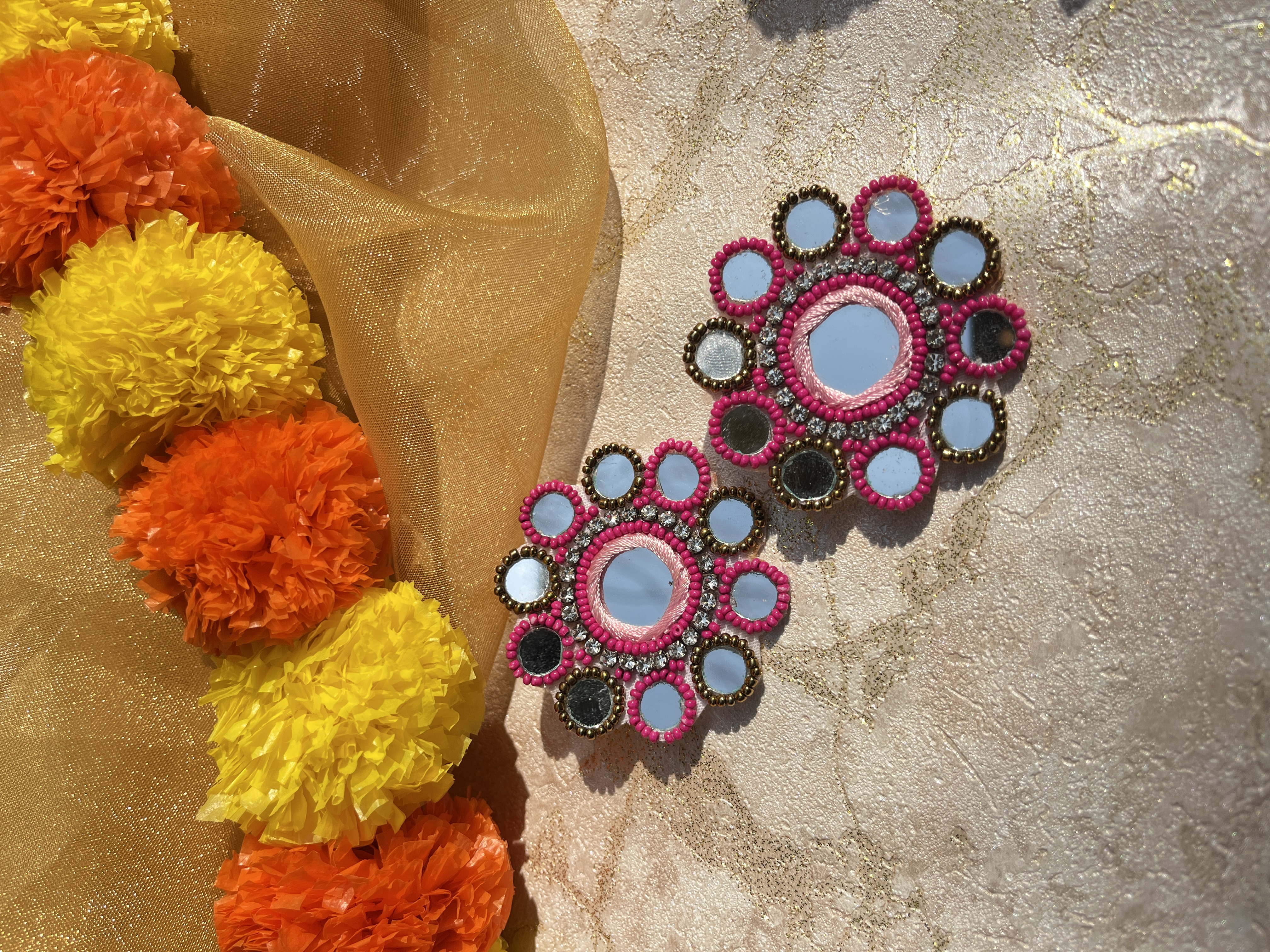 Gulaabi Noor Handmade Beaded Earrings