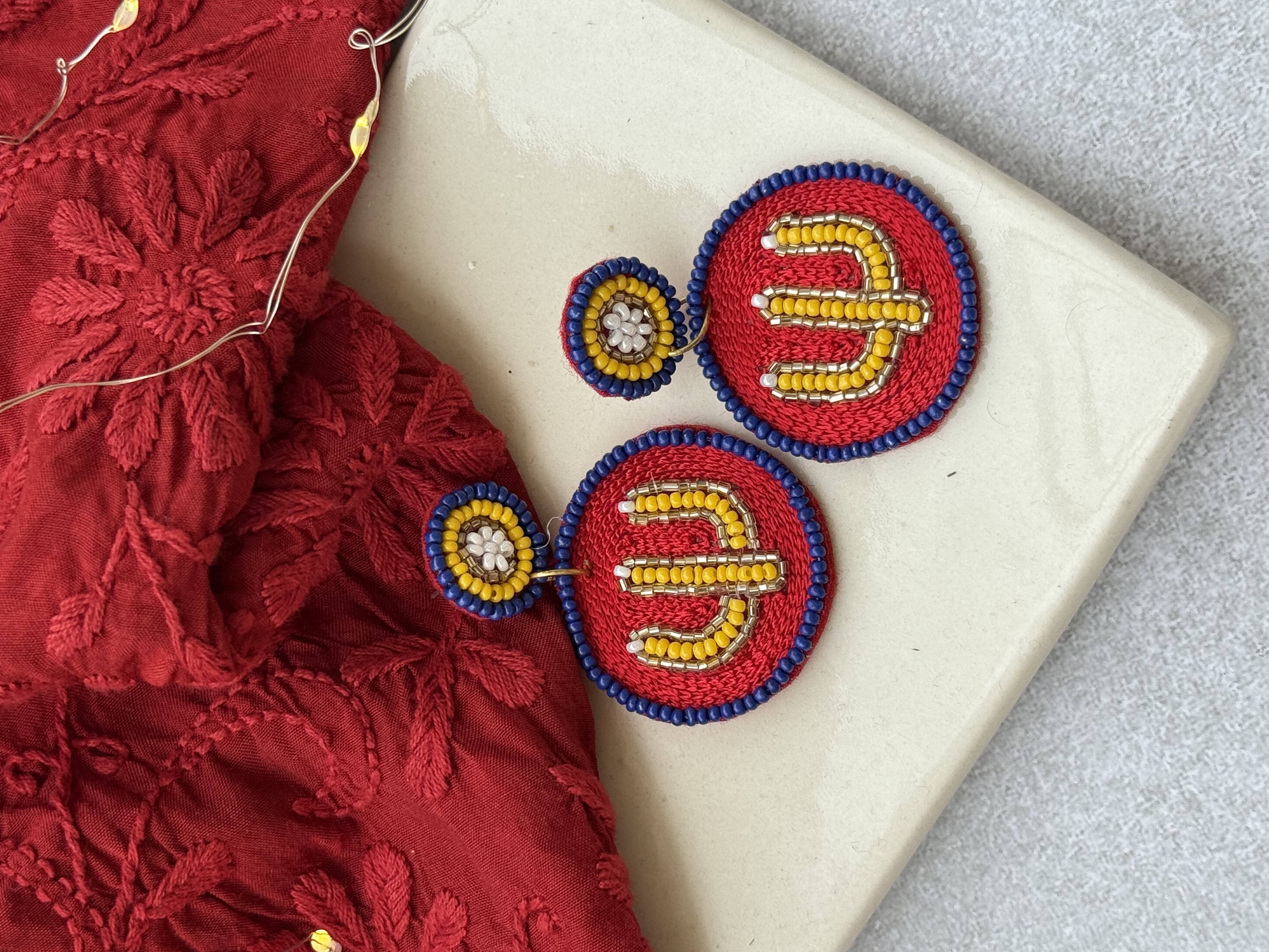 Trishul handmade beaded earrings