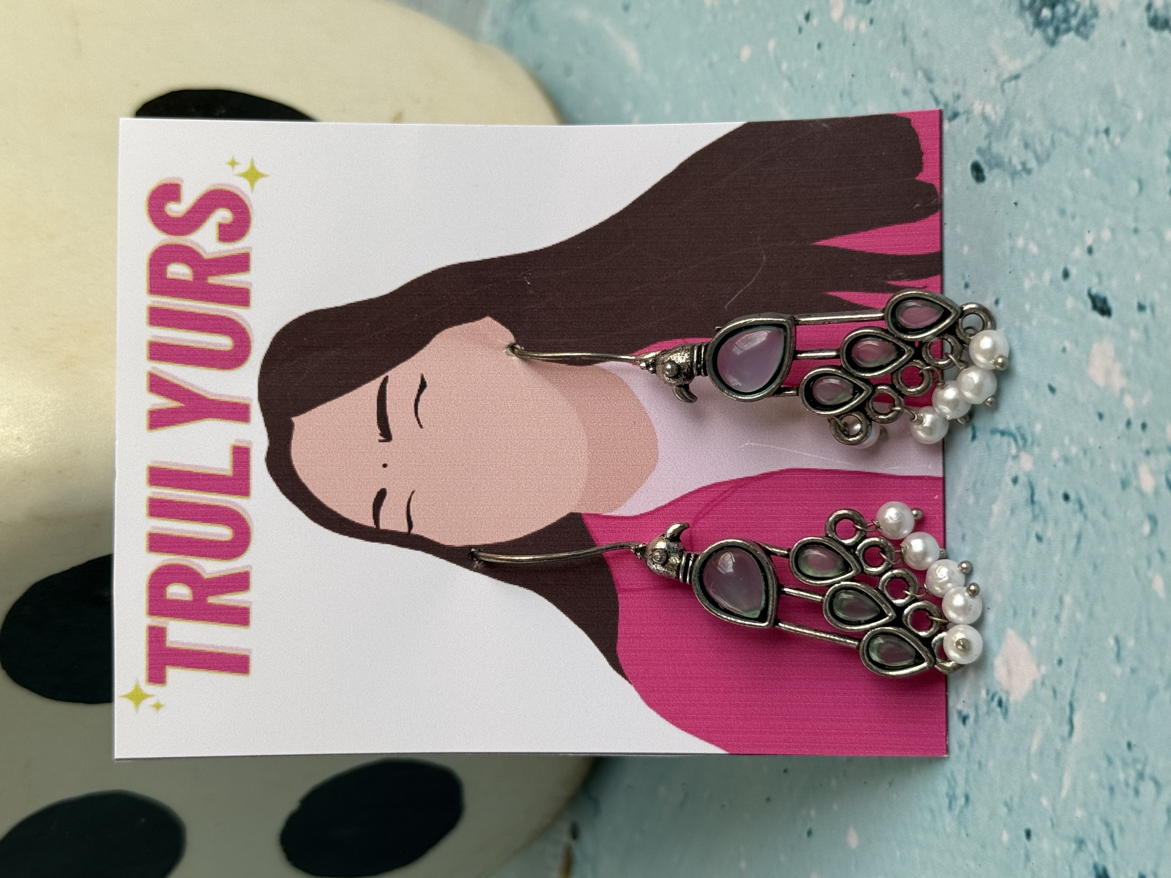 Feathered Charm Silver Oxidised Earrings