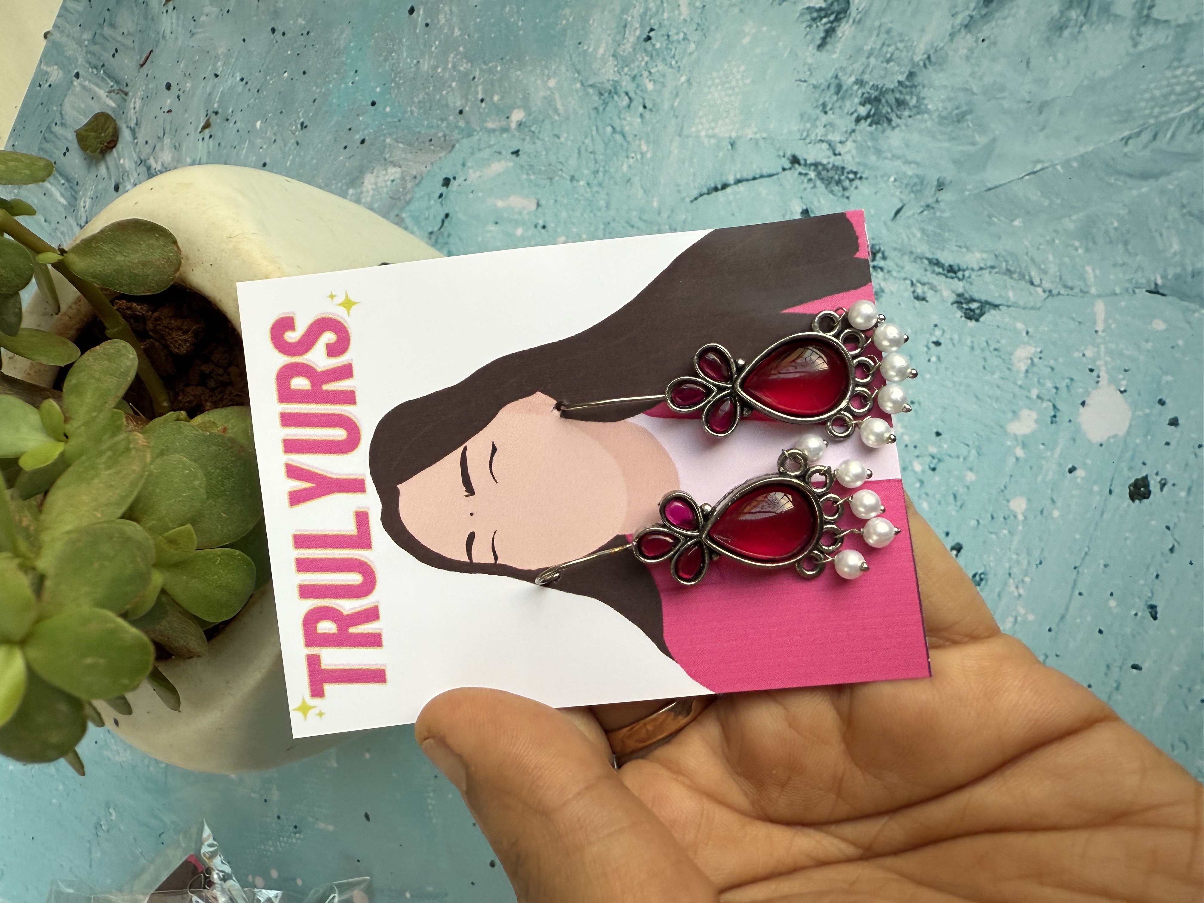 Executive Blush Silver Oxidised Earrings