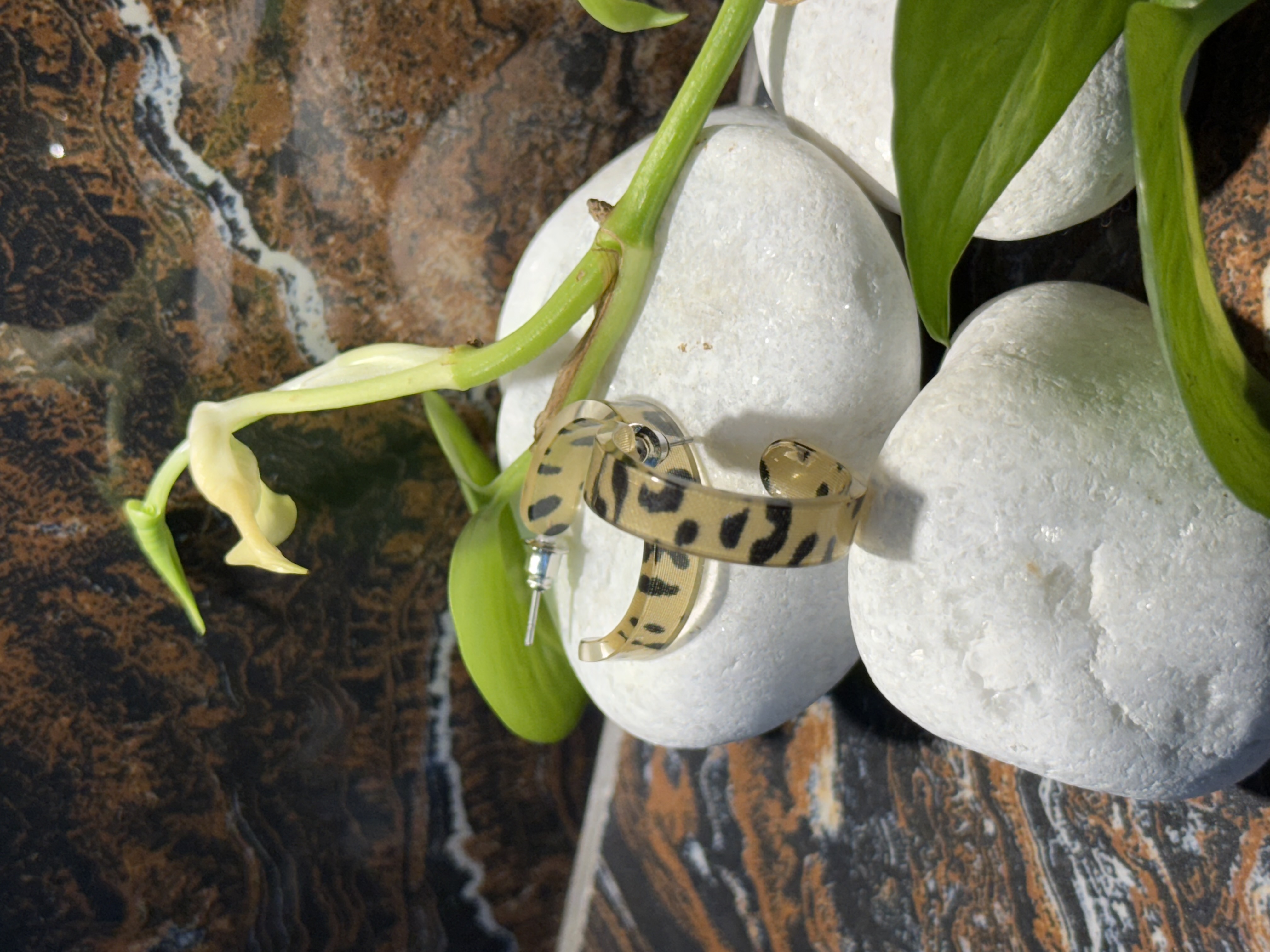 Leopard Resin Hoop Earrings