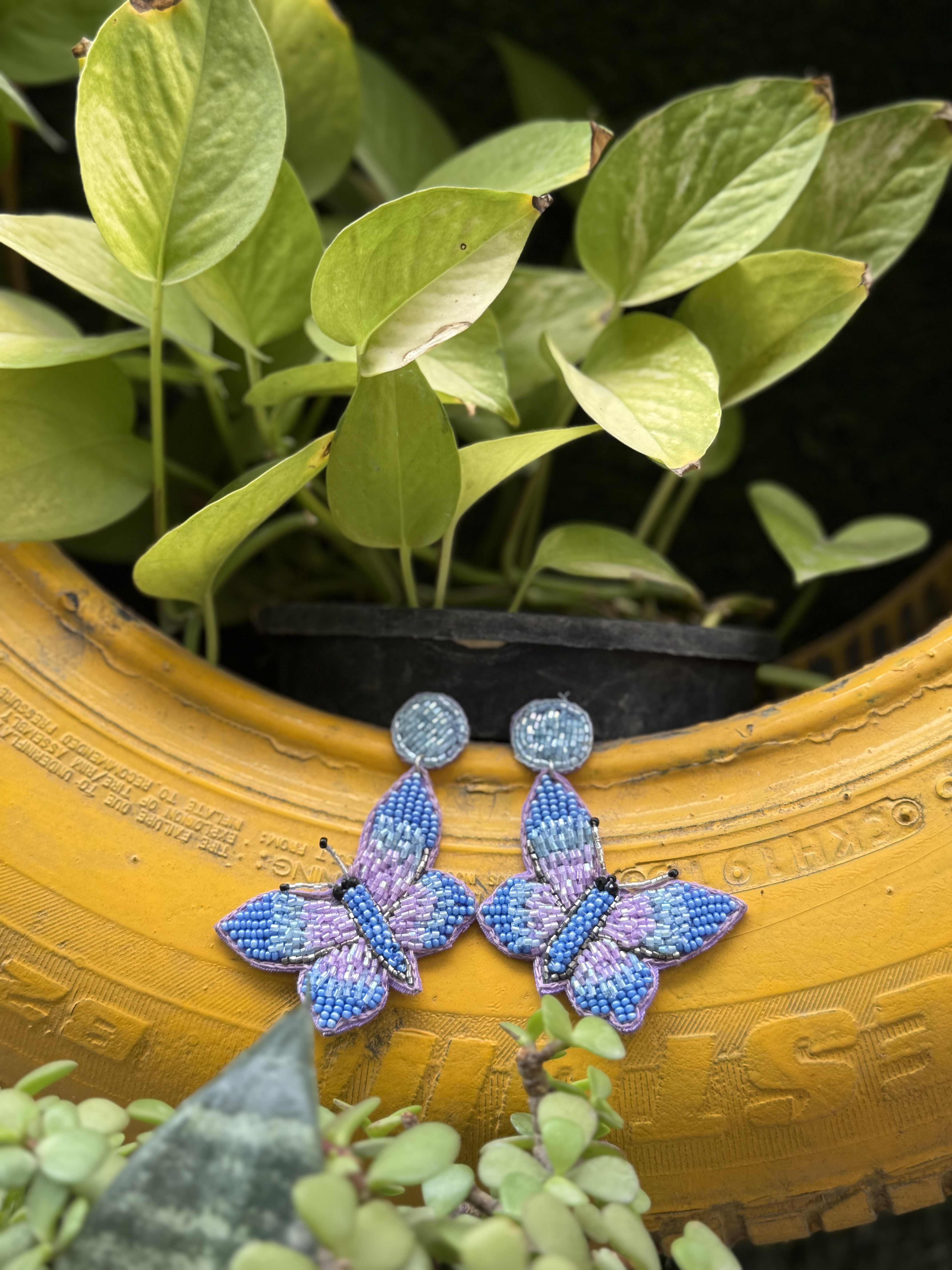 On My Wing Handmade Beaded Earrings