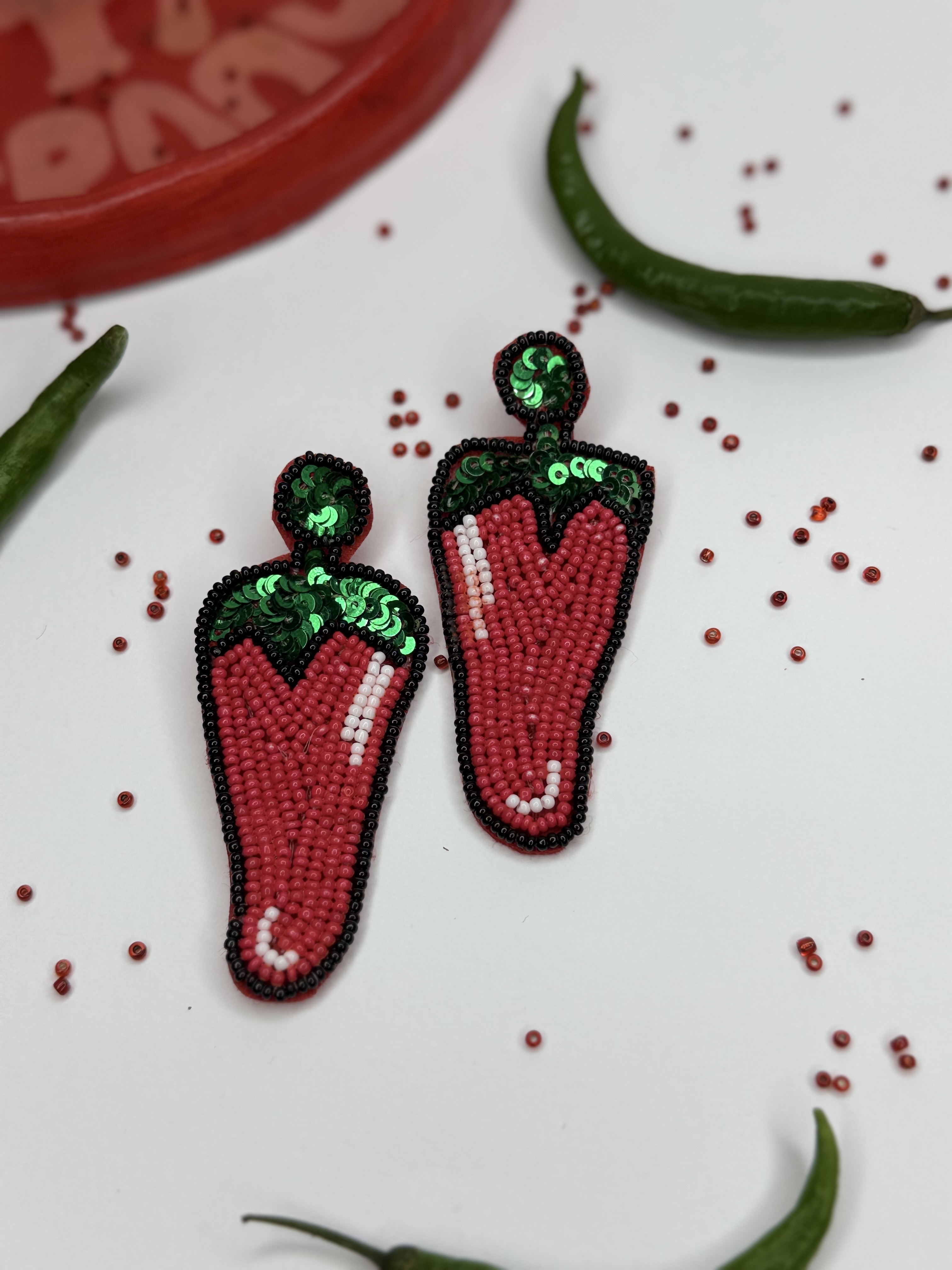 Hot Drop Handmade Beaded Earrings