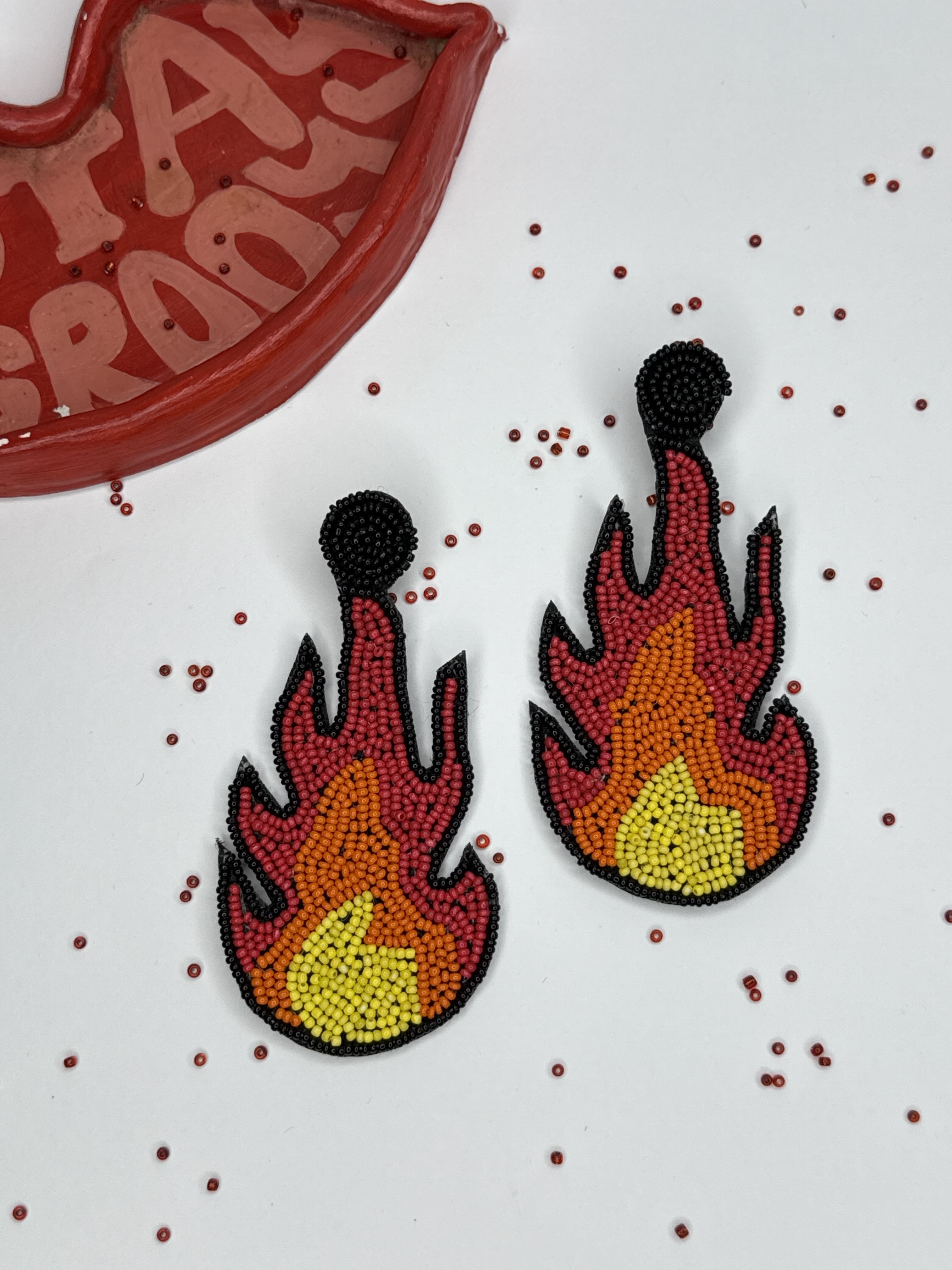 Flame Game Handmade Beaded Earrings