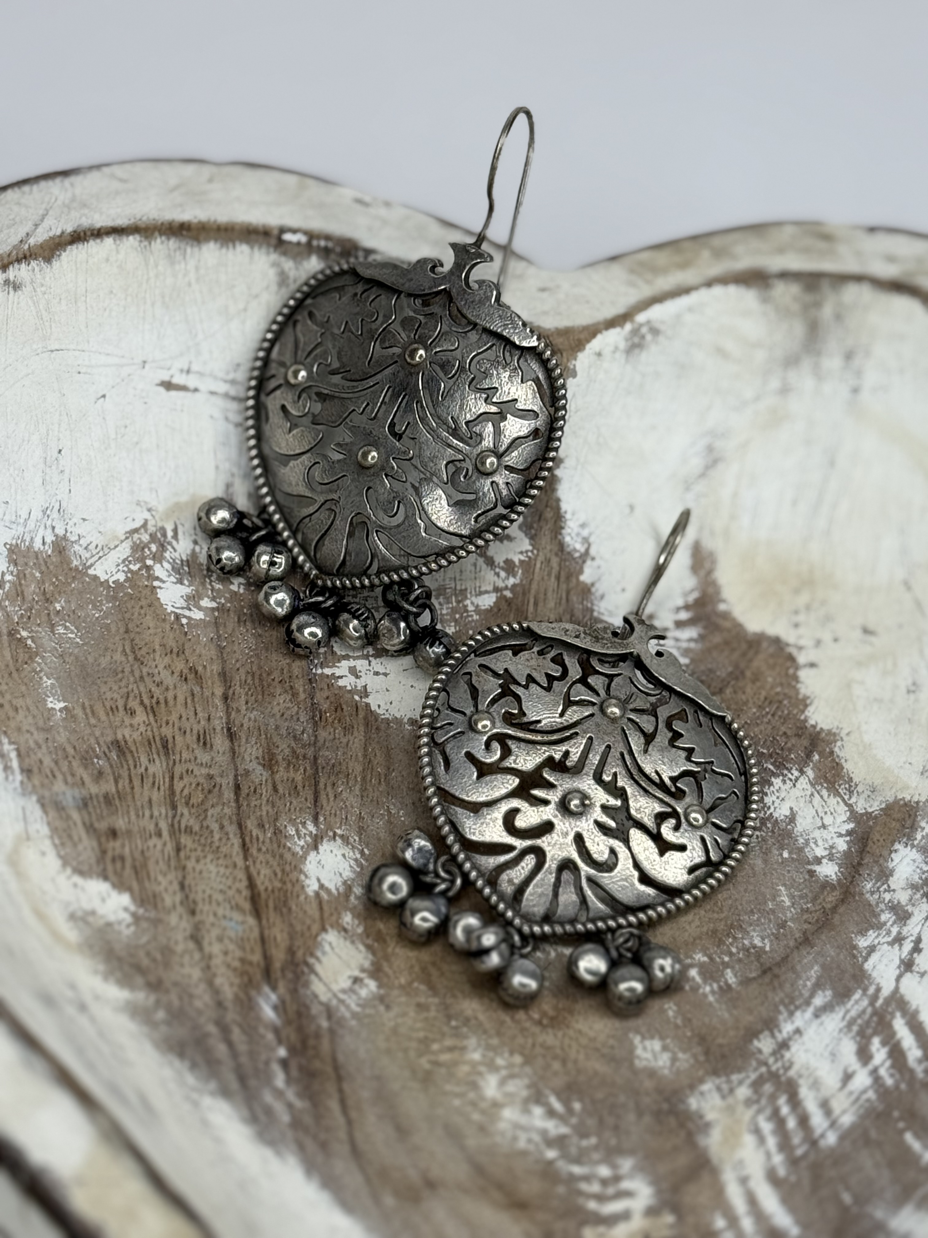 TaraTarang Silver Oxidized Earrings