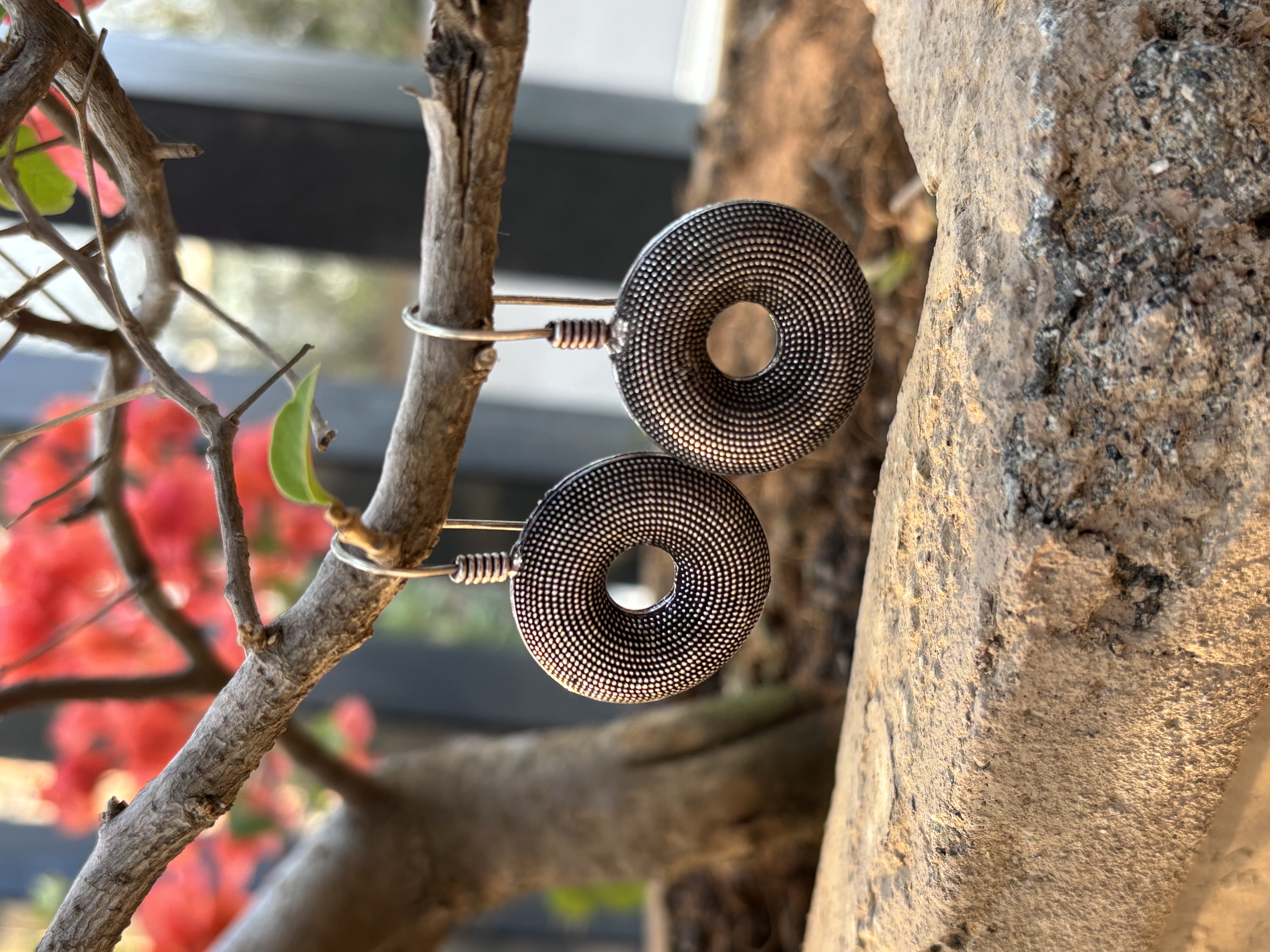 MoonWhirl Silver Oxidized Earrings